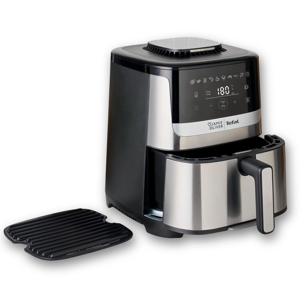 Jamie Oliver by Tefal Easy Fry Silence Deluxe Heissluftfritteuse, sehr leise, 10 voreingestellte Pro