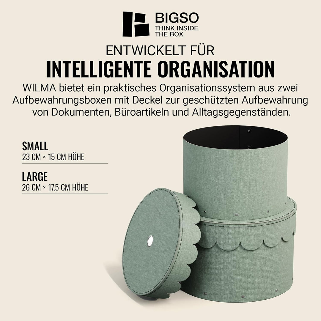 BIGSO WILMA 2er-Set runde Aufbewahrungsbox mit Deckel – Ordnungsbox mit Deckel für Kleidung, Spielze