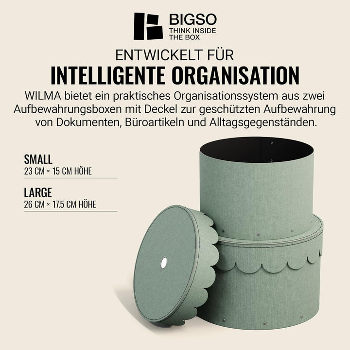 BIGSO WILMA 2er-Set runde Aufbewahrungsbox mit Deckel – Ordnungsbox mit Deckel für Kleidung, Spielze