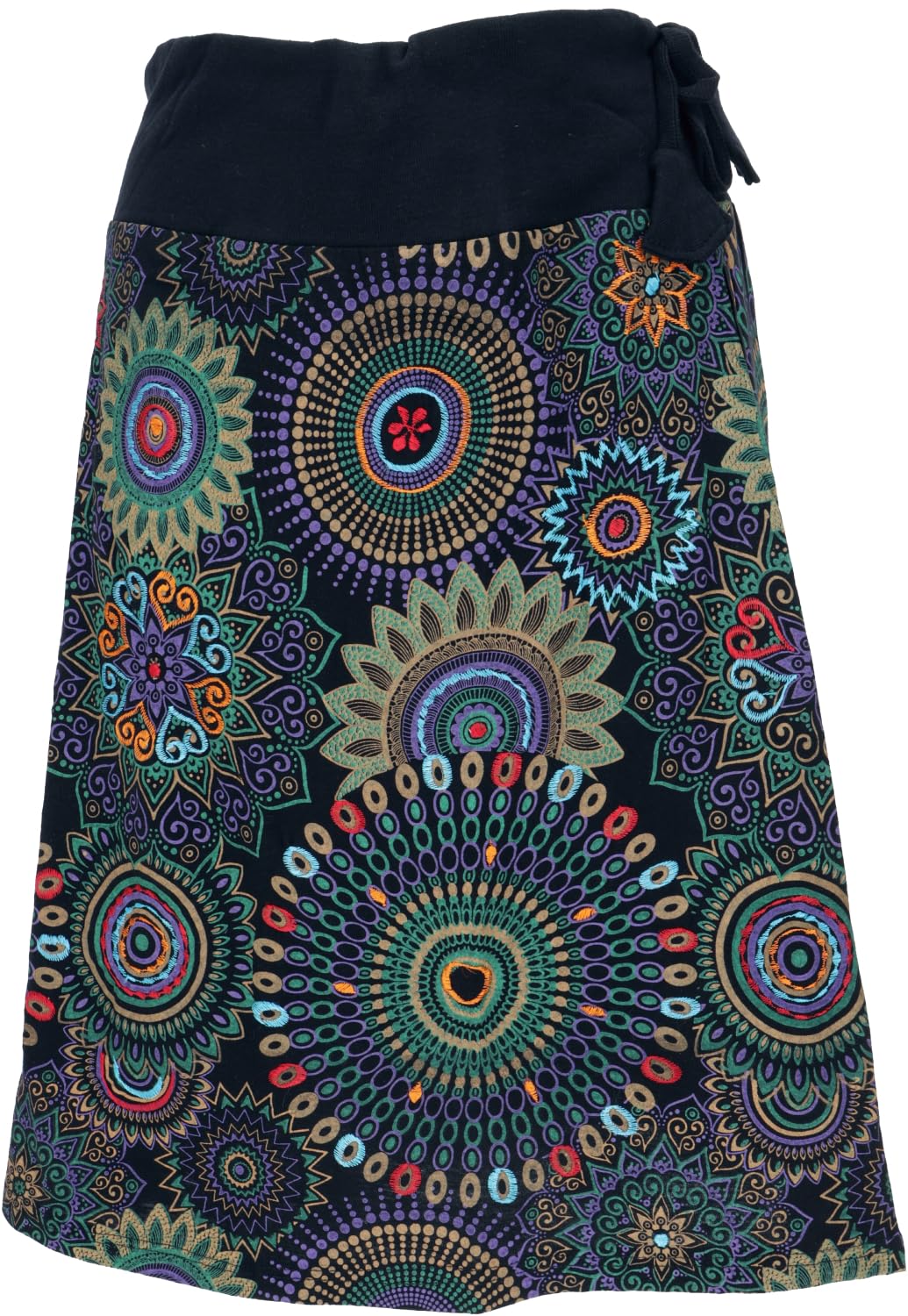 GURU SHOP Bestickter Knielanger Rock, Chic, Retro Mandala, Damen, Baumwolle 38 Violett/Bunt, 38 Viol
