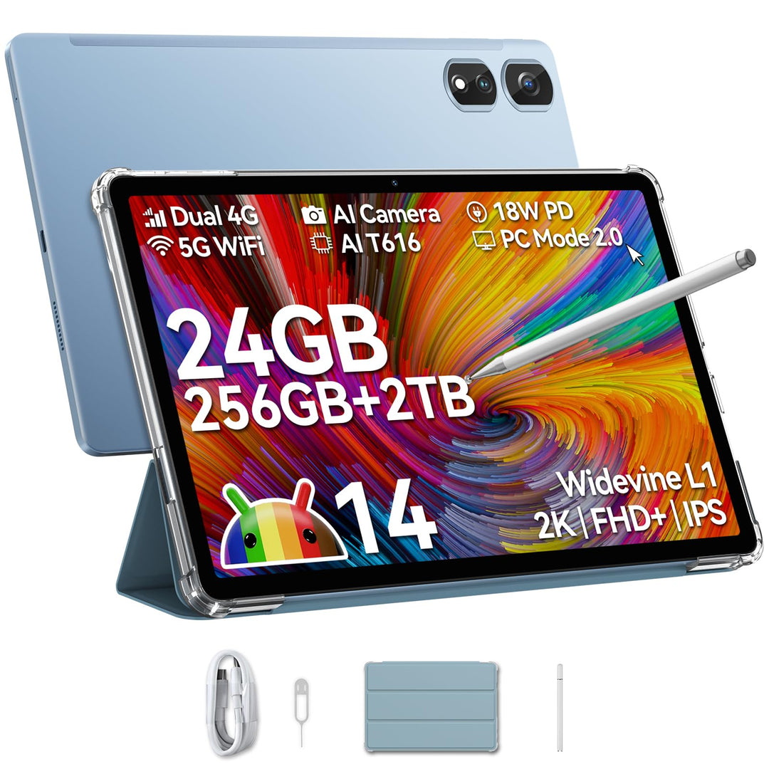 Blackview Tab 16 Pro Tablet Android 14, 24GB RAM + 256GB ROM (1TB TF) Gaming Tablet, Grosses Display