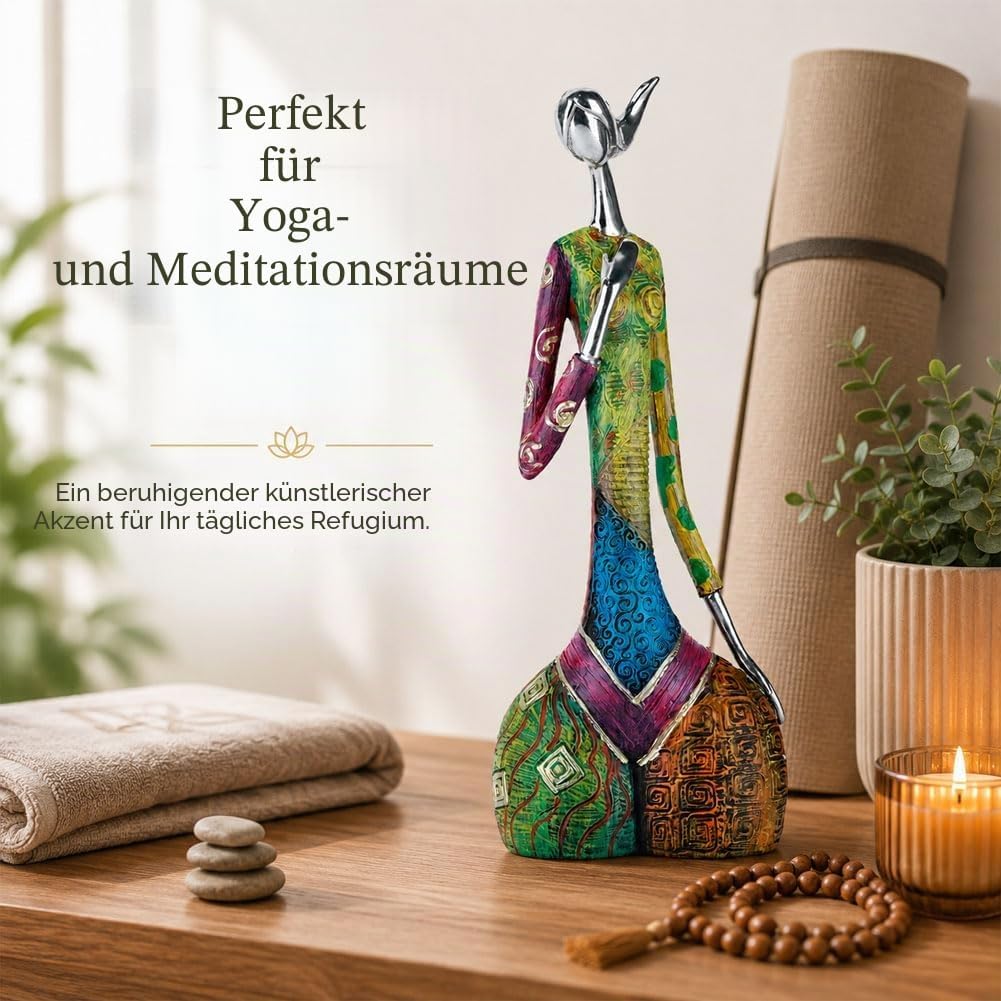 Statuen und Skulpturen Abstrakter Yoga-Kunst Frau, kreative Vollfarb-Ölgemälde-Kunst-Frauenstatue, M