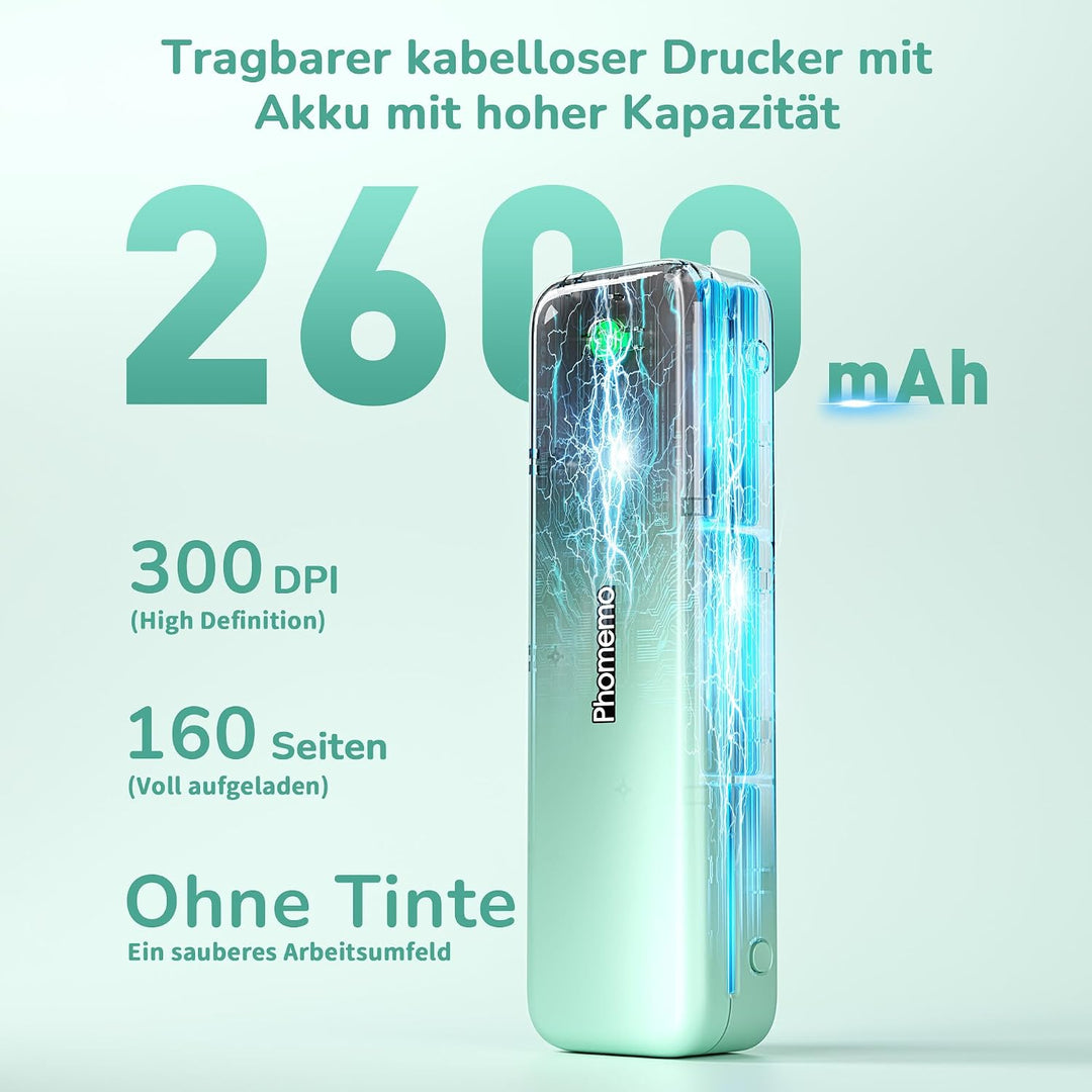 Phomemo M834 Thermodrucker A4, Mobiler Drucker A4 für Unterwegs, Büro, Schule, Zuhause, Kompatibel m