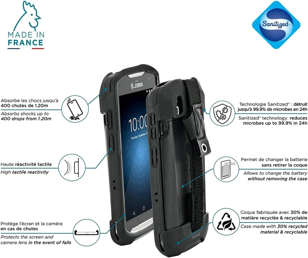 Mobilis Verstärkte Schutzhülle für Zebra TC51 - TC52 - TC56 - TC57 + Griffband und Stifthalter - Kom