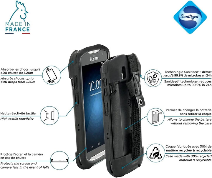 Mobilis Verstärkte Schutzhülle für Zebra TC51 - TC52 - TC56 - TC57 + Griffband und Stifthalter - Kom