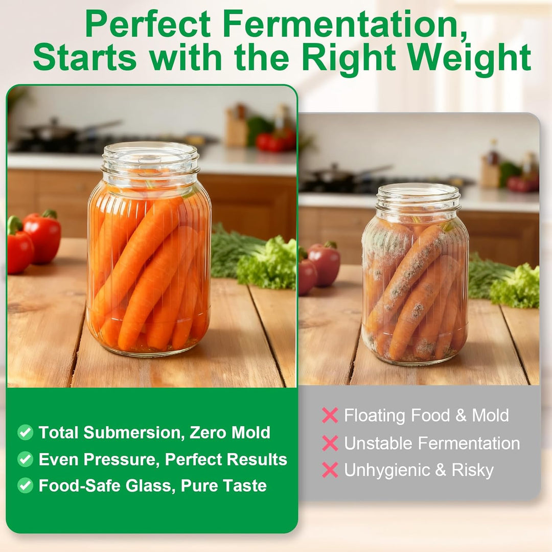 4 Stück Fermentiergewichte Ø7cm, Glasgewichte zum Fermentieren, robuste Fermentationsgewichte & Glas