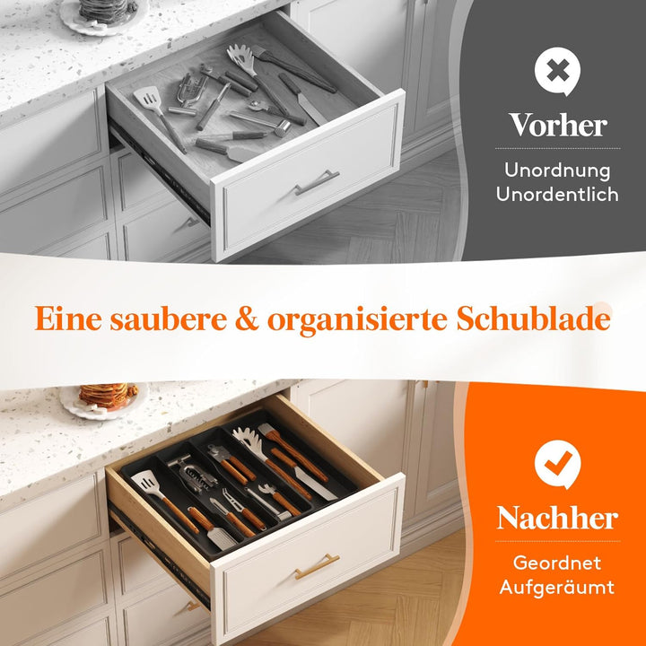 Lifewit Besteckkasten für Schubladen, Küchenutensilienhalter erweiterbar auf 43,9 cm, Schubladen Org