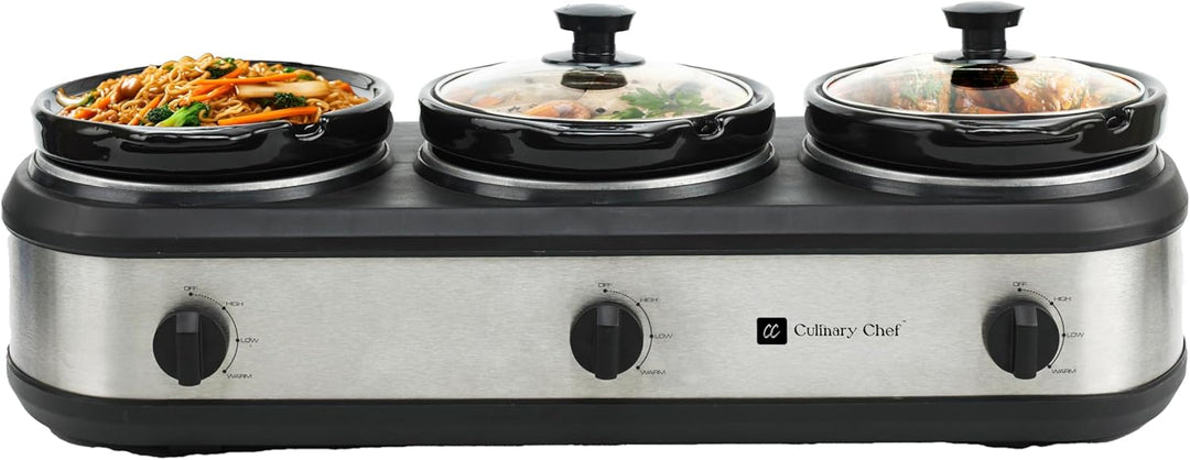 FRIGIDAIRE ESC3105-SS Triple Slow Cooker Buffet-Server, Edelstahl, 3 x 2,5 QT