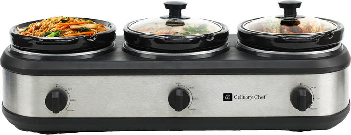 FRIGIDAIRE ESC3105-SS Triple Slow Cooker Buffet-Server, Edelstahl, 3 x 2,5 QT