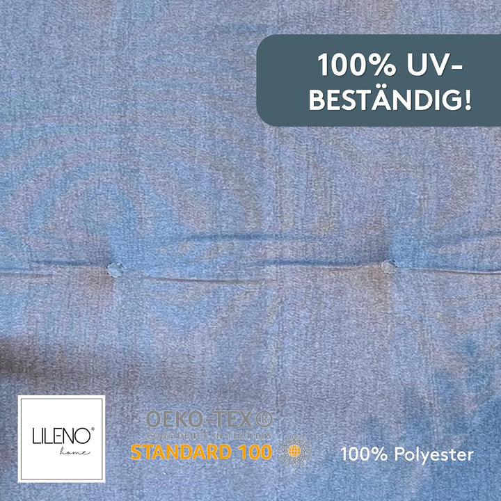 LILENO HOME Gartenstuhl Auflagen als [2er Set - Hochlehner] in Jeans Neu - Bequeme Liegen als Sitzau