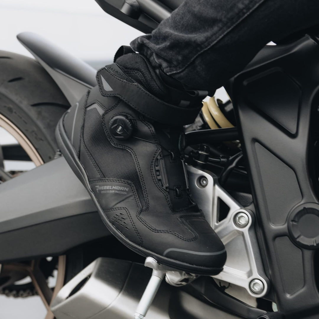 REBELHORN Spark II Motorradstiefel Damen und Herren | PU Leder | ATOP Schnell-Schnürsystem | Knöchel