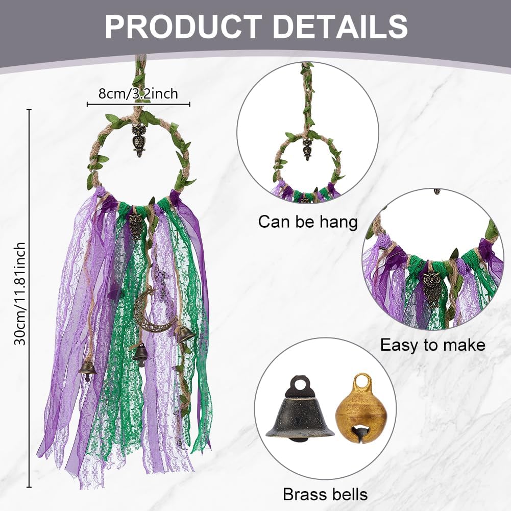 FREEBLOSS 4 Set Hexenglocken DIY Set Für Türknauf Spitzenband Hexenglocken Hexen Set Eulen Hexendeko