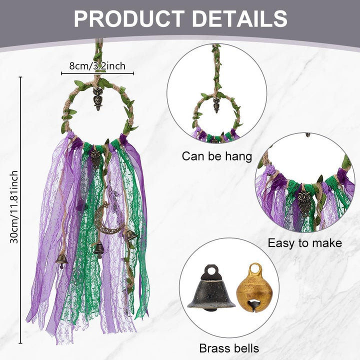 FREEBLOSS 4 Set Hexenglocken DIY Set Für Türknauf Spitzenband Hexenglocken Hexen Set Eulen Hexendeko