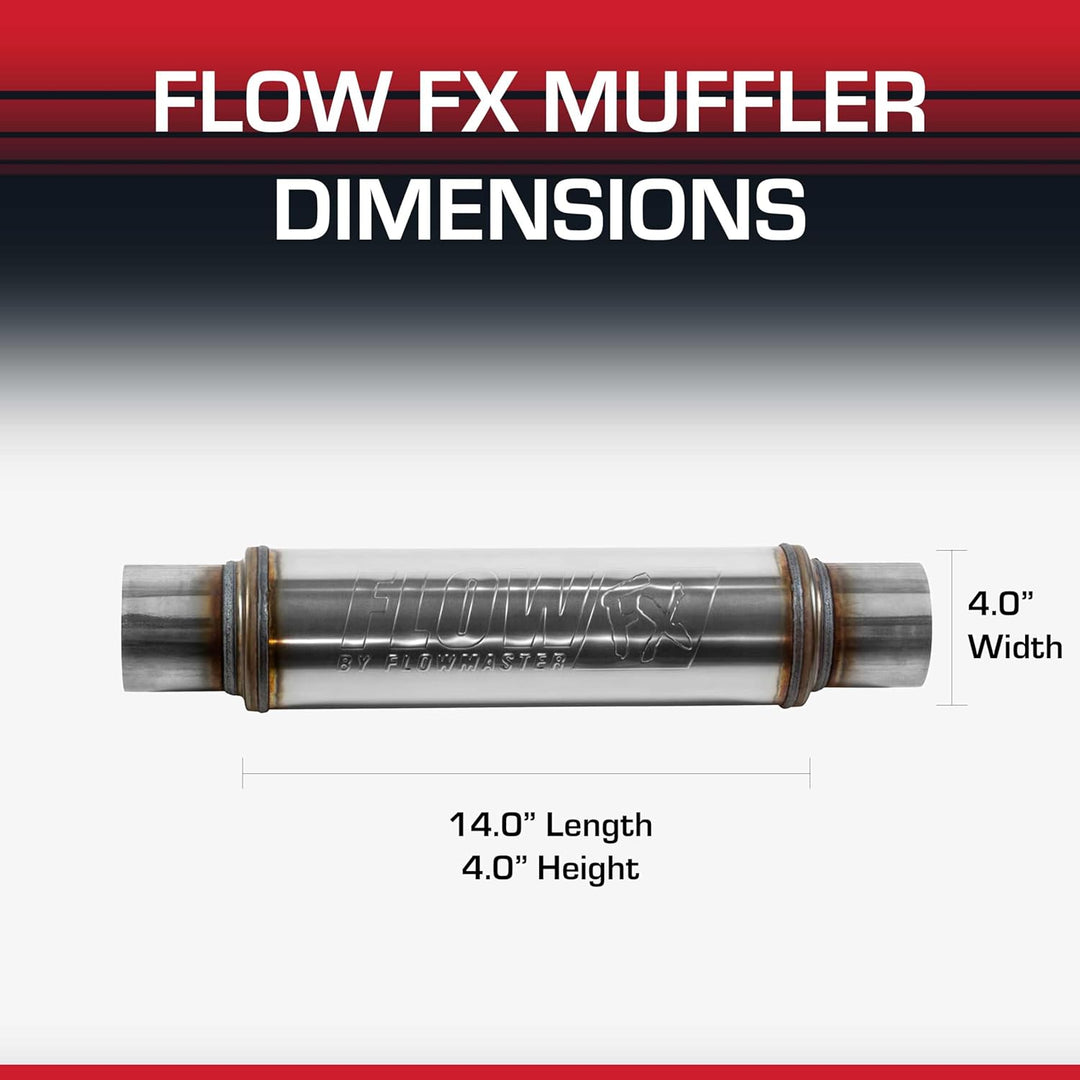 Flowmaster 71419 Edelstahl Sound Auspuffschalldämpfer FlowFX Schalldämpfer, 3" In/Out, Runder Körper