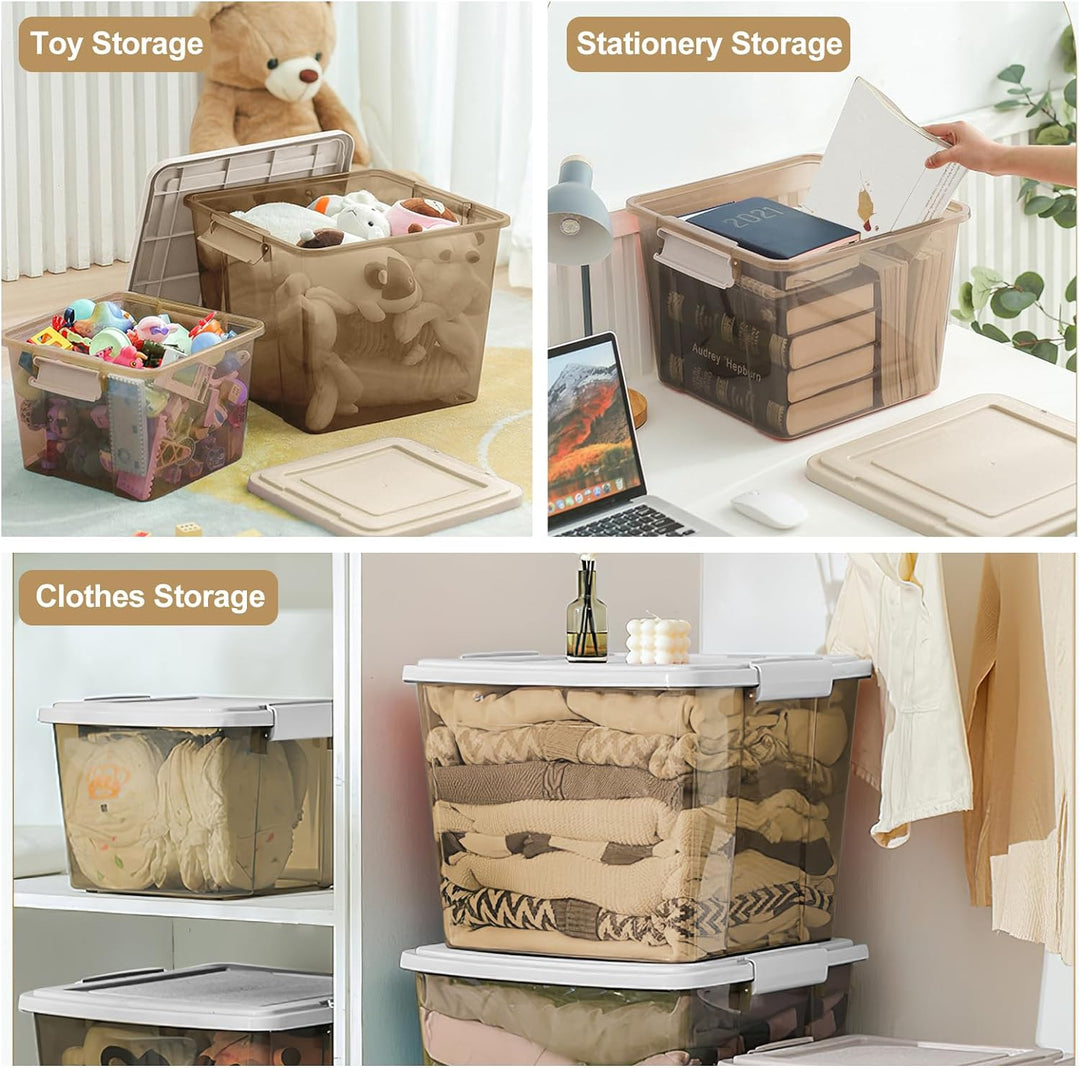 GONICVIN Kunststoff Aufbewahrungsboxen mit Deckel, 3 Stück 60L Stapelbarer Aufbewahrungsbehälter mit