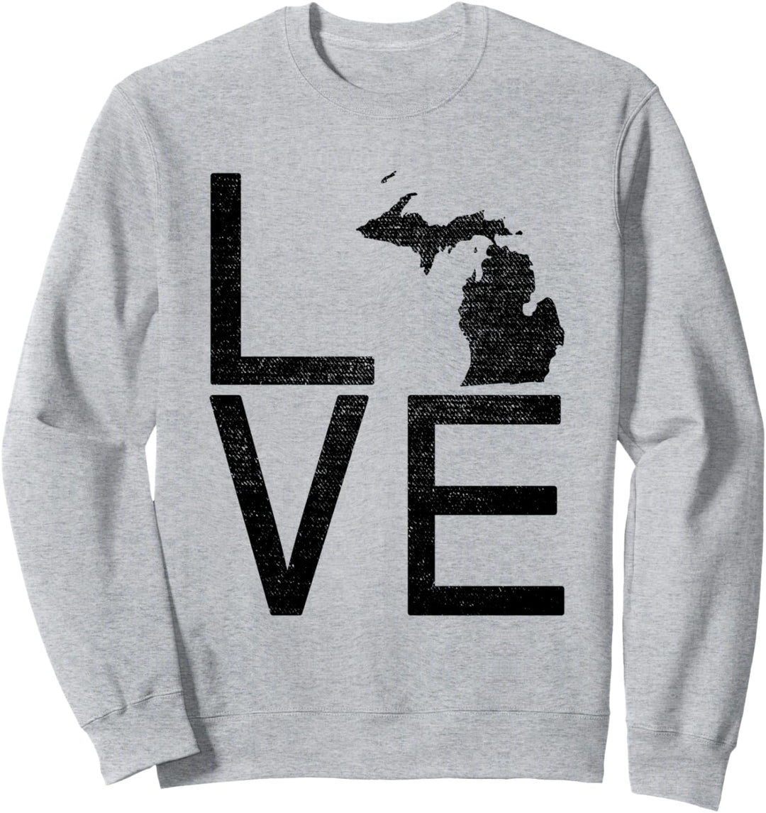 Proud USA Fan State – Michigan Love Map Michigan Sweatshirt