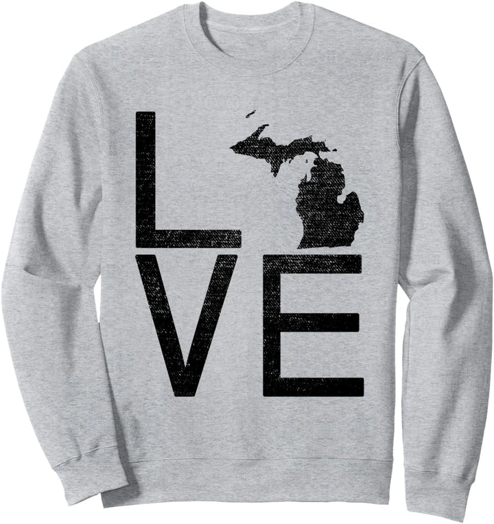 Proud USA Fan State – Michigan Love Map Michigan Sweatshirt