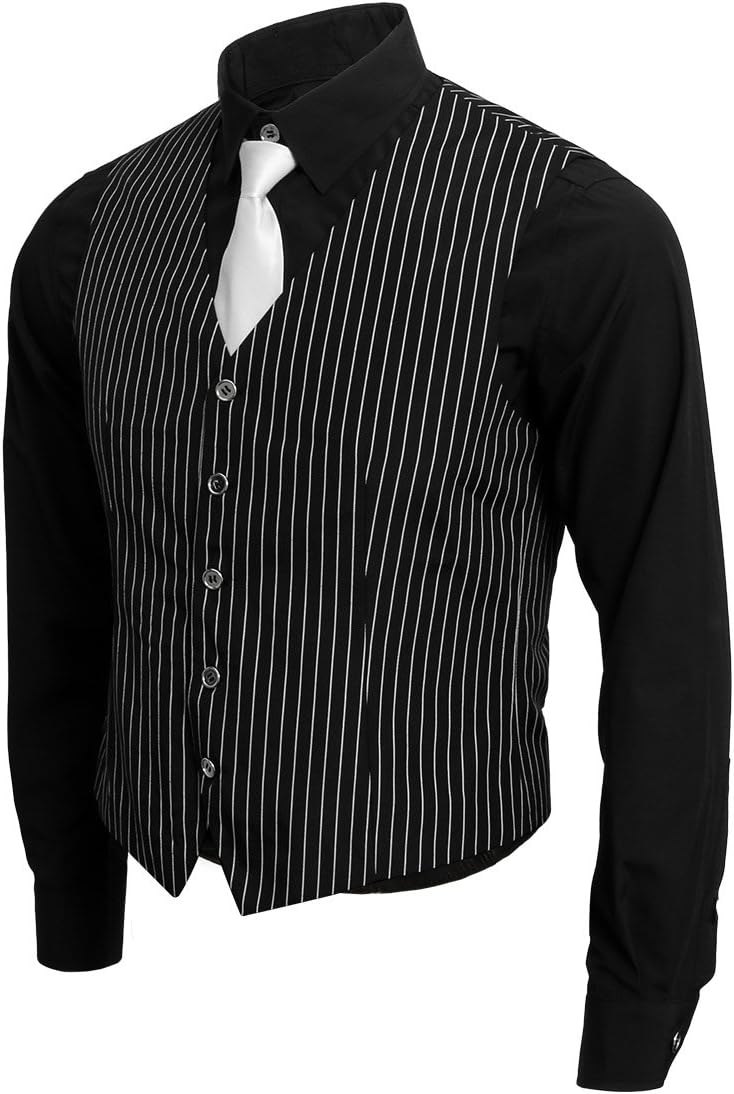 Nofonda 1920er Gangsterhemd für erwachsene Männer, Weste und Krawatte, 20er Kostüm-Outfit, Anzug, Vi