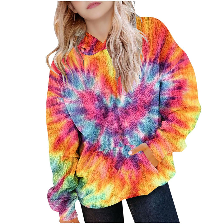 Mädchen Kapuzenpullover Casual Hoodie Batik Sweatshirt mit Kapuze & Tasche Oberteile Langarm Kuschel