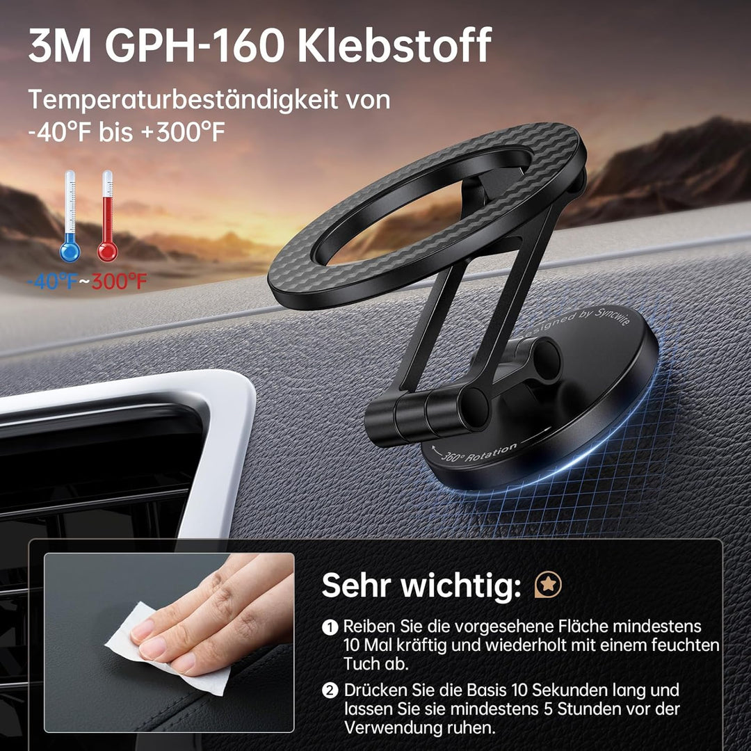 SYNCWIRE Handyhalterung Auto für MagSafe Autohalterung Magnet [Flexible DREI Achsen] Magnetische Han