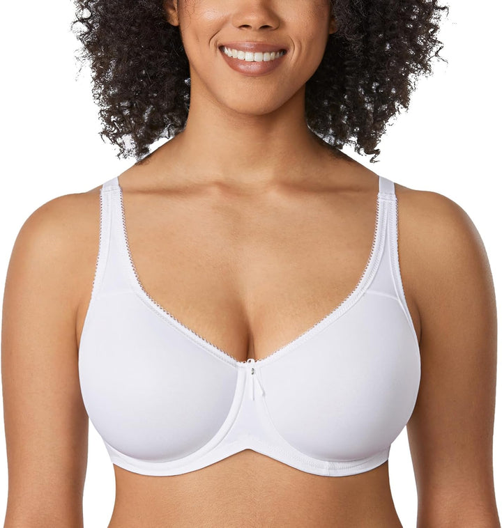 DELIMIRA Damen mit Bügel Nahtlose Vollschalen T-Shirt BH Gepolstert Grosse Grössen 65D Weiss, 65D We