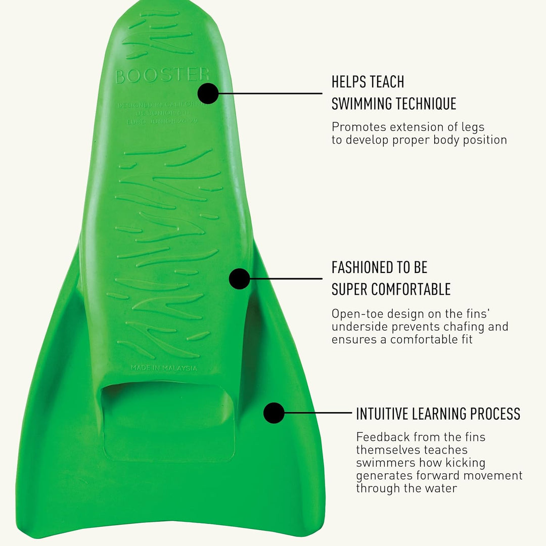 Finis Kinder Swim Fins Booster Swim Fin 8-11 Green, 8-11 Green