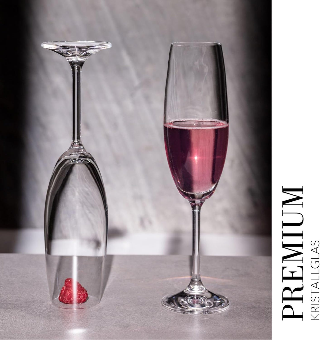 KROSNO Sektgläser Champagner-Gläser Sektflöten | Set von 6 | 200 ML | Venezia Kollektion | Perfekt f