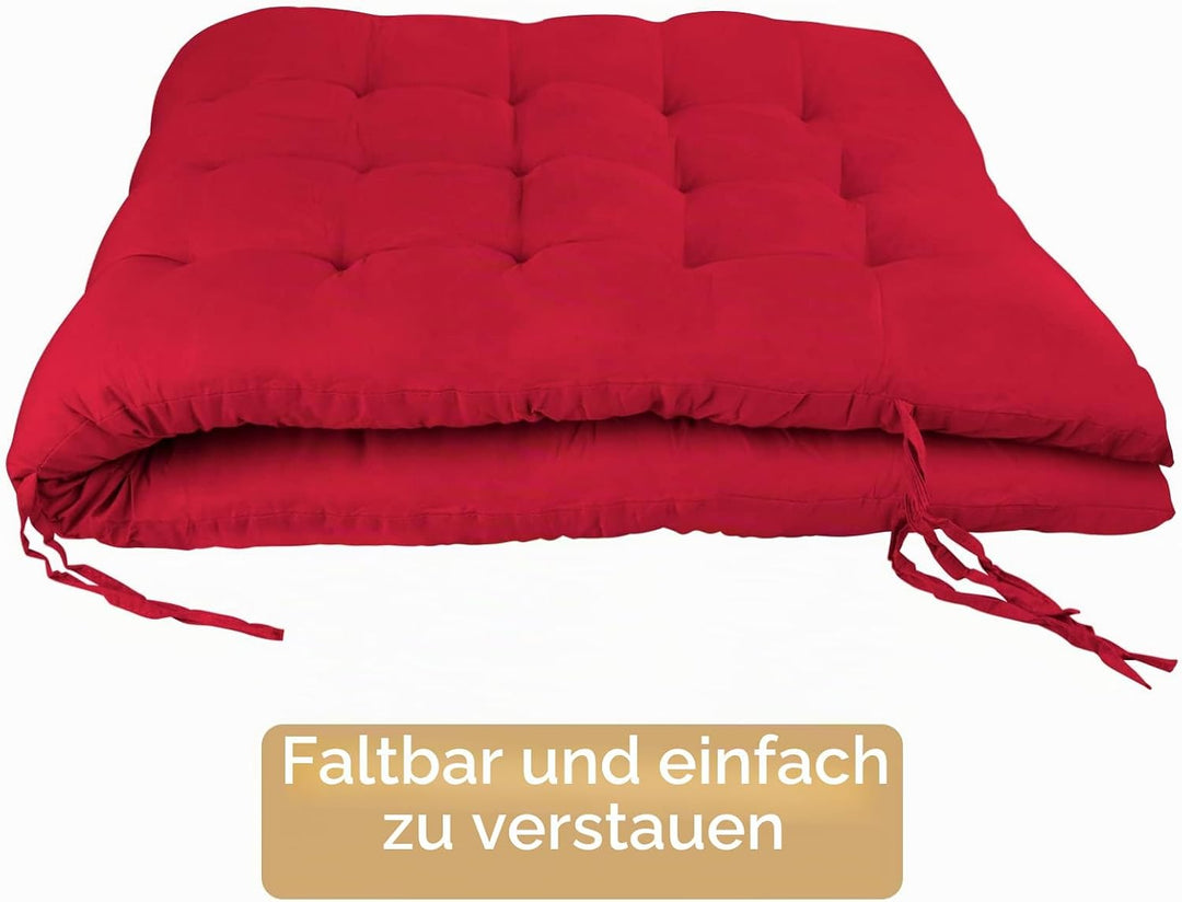 PLULON Rotes Gartenbankkissen, 2/3-Sitzer-Gartenstuhlauflage, Veranda-Schaukelstuhlkissen, Banksitza