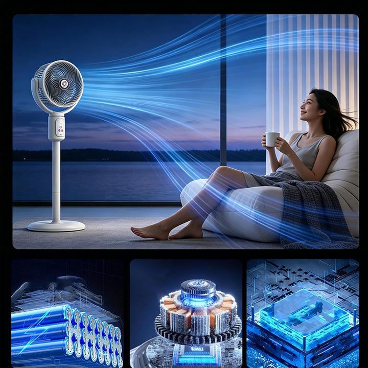 Oszillierender Stand Ventilator - 3 Höhenverstellbarer, 5 Geschwindigkeiten | Standventilator, Mit 8