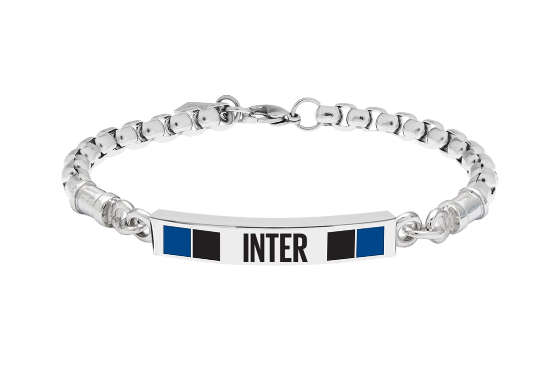 F.C. Internazionale Armband Herren, Schwarz Blau Stahl, Taglia Unica, Edelstahl, Kein Edelstein.