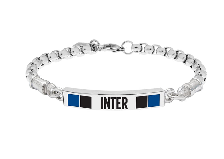 F.C. Internazionale Armband Herren, Schwarz Blau Stahl, Taglia Unica, Edelstahl, Kein Edelstein.