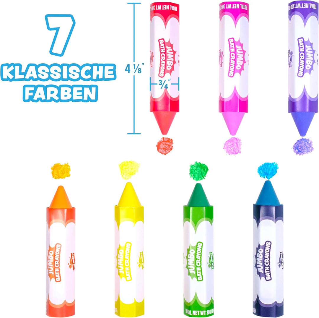 Tub Works® Gross Badestifte Badespielzeug,7 Stifte | Ungiftige, abwaschbare Badewannenstifte für Kle