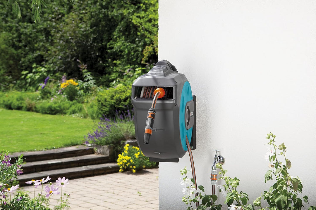 Gardena Wand-Schlauchbox 35 roll-up automatic: Schwenkbare Schlauchtrommel, 35 m Gardena Qualitätssc