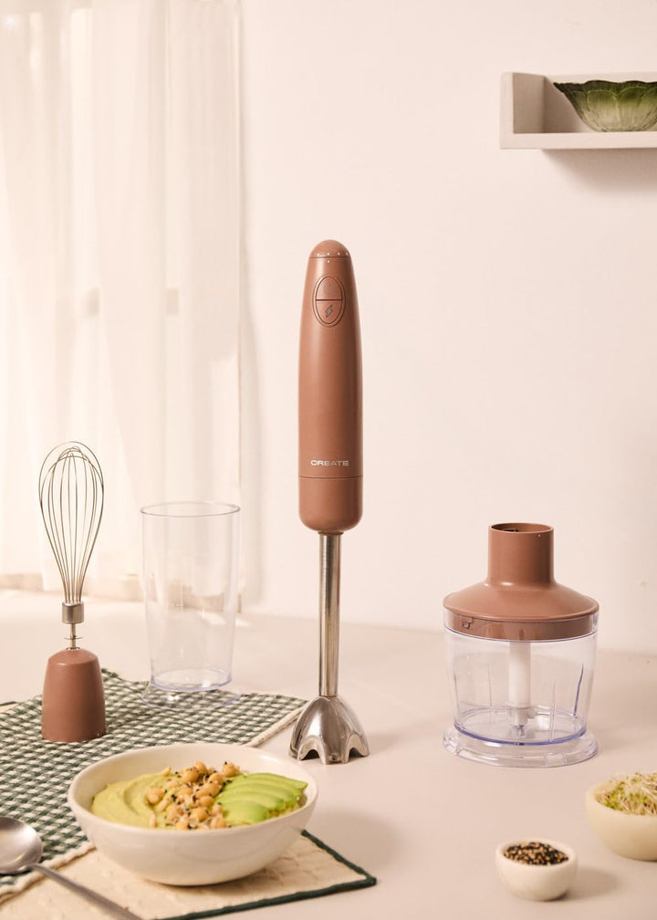 CREATE/FULLMIX RETRO/Stabmixer in Mokka/Mixer und Pürierstab, 6 Geschwindigkeiten, 15000U, 500ml Gla