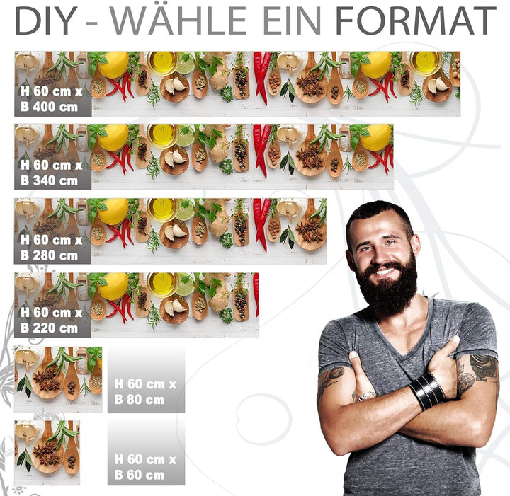 StickerProfis Küchenrückwand selbstklebend Pro KÜCHENZAUBER 60 x 340cm DIY - Do It Yourself PVC Spri