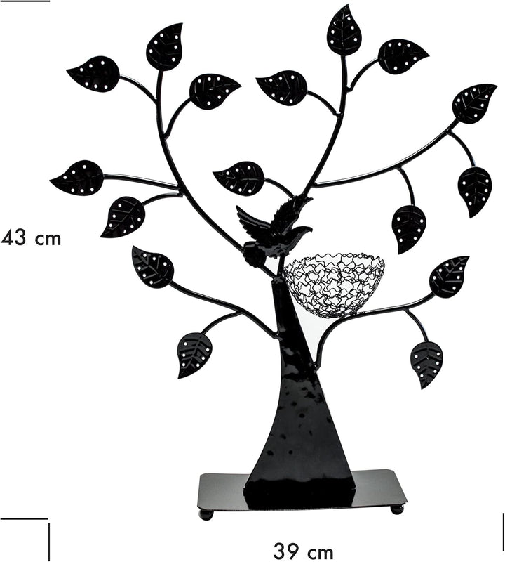 LAUBLUST Schmuckständer im Schmuckbaum Design - ca. 43x39x8 cm, Schwarz - Dekorativer Metall Schmuck