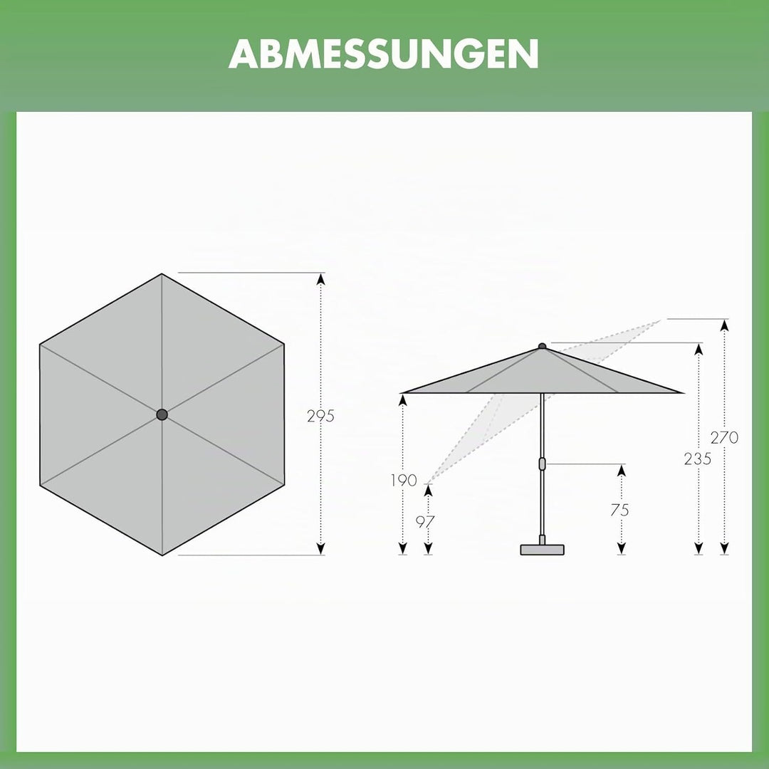 Doppler Sonnenschirm AluPro Neo Kurbel 305cm I 6-eckiger Sonnenschirm für Balkon &amp; Terrasse I Schirm