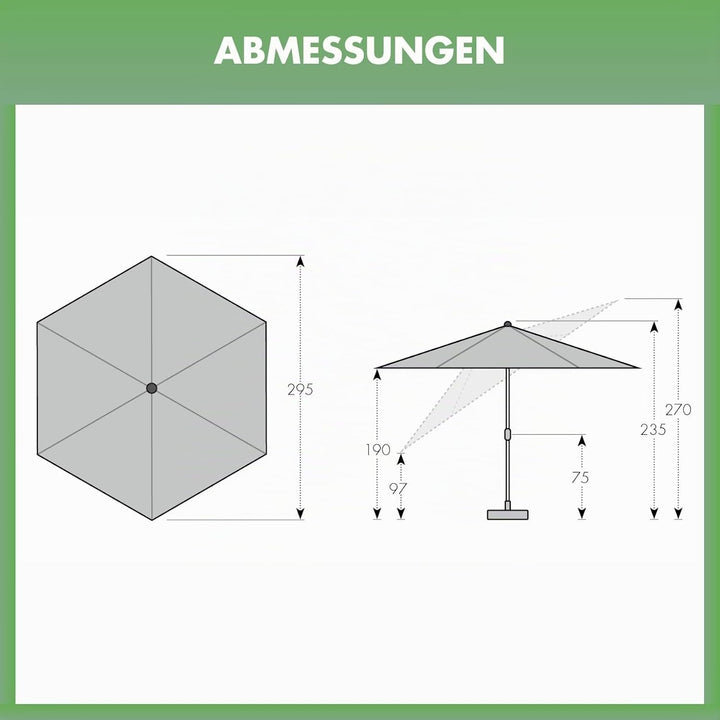 Doppler Sonnenschirm AluPro Neo Kurbel 305cm I 6-eckiger Sonnenschirm für Balkon &amp; Terrasse I Schirm
