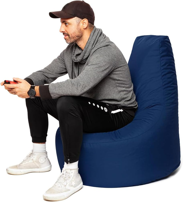 PATCH HOME Gamer Sessel inkl. Würfel Bean Bag Set Ø75cm, 30cm Sitzhöhe, 80cm Höhe + 35x35cm Würfel M