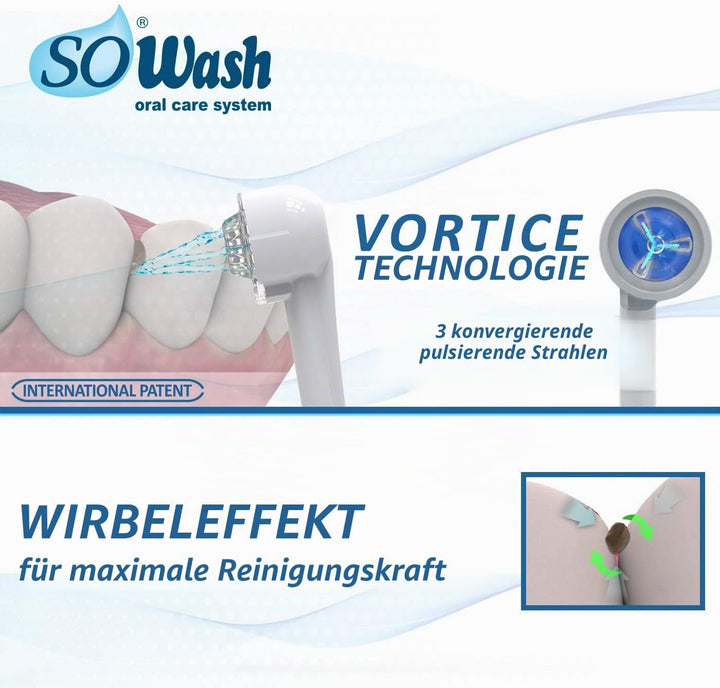 SoWash Munddusche | VORTICE ORTHODONTIC | Verbindet mit dem Wasserhahn | Munddusche ohne Batterien u
