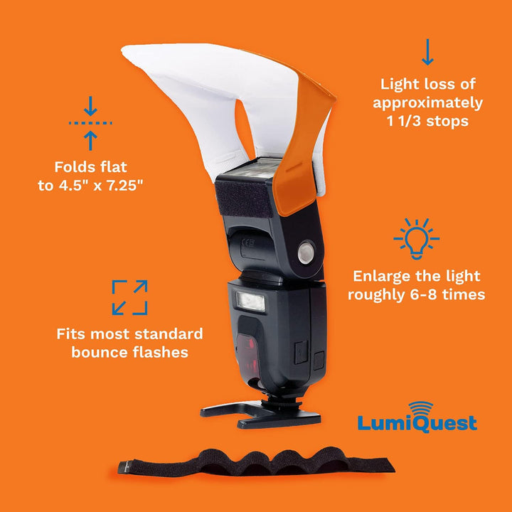 LumiQuest Flash Pocket Bouncer,  Flash Diffuser with UltraStrap Bundle, Universal Classic Design for