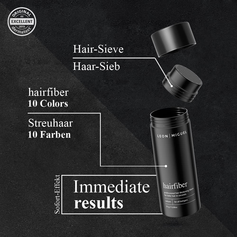LEON MIGUEL Hair Fiber - Haarverdichtung - Premium Streuhaar/Schütthaar mit Soforteffekt bei Geheimr