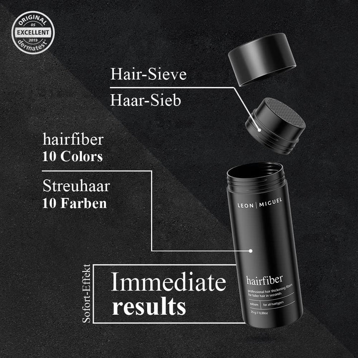 LEON MIGUEL Hair Fiber - Haarverdichtung - Premium Streuhaar/Schütthaar mit Soforteffekt bei Geheimr