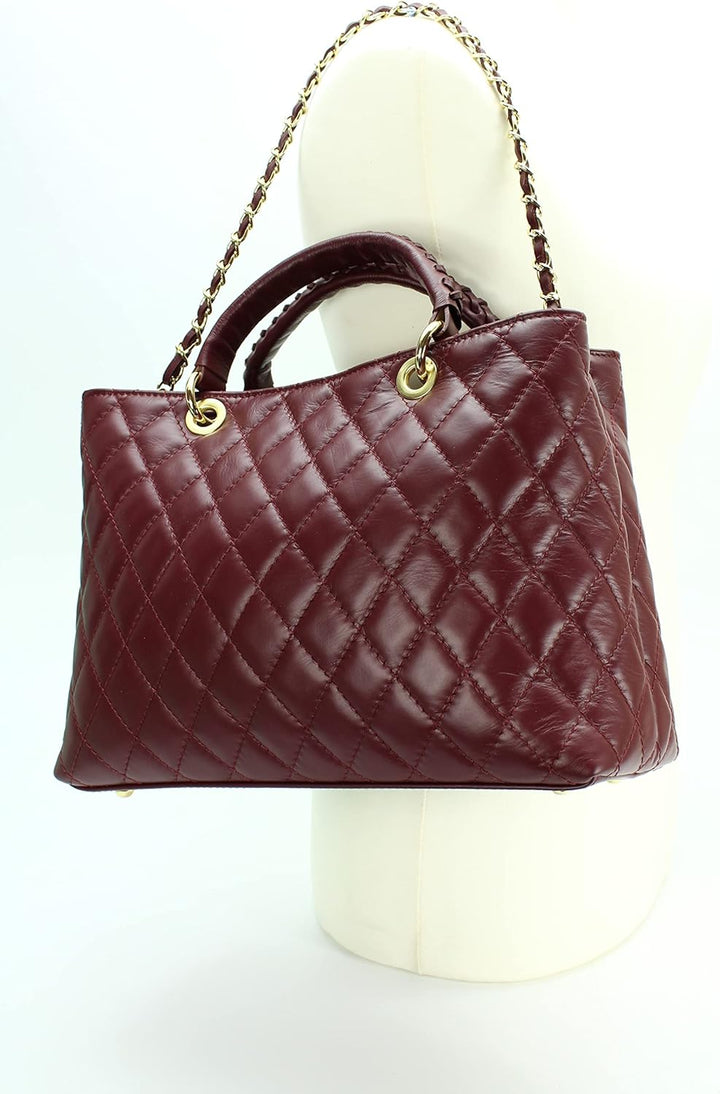 Belli edle italienische Echt Nappa Leder Damentasche Henkeltasche Umhängetasche gesteppt - 34x25x17
