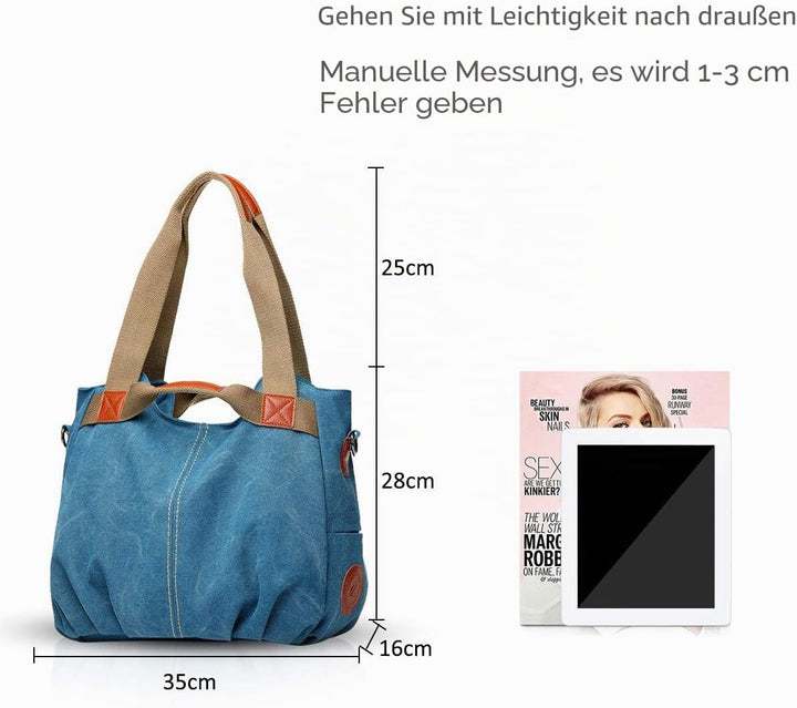 NICOLE &amp; DORIS Canvas Tasche Damen Tragetaschen für Damen Schultertaschen Umhängetasche Leinwand Han