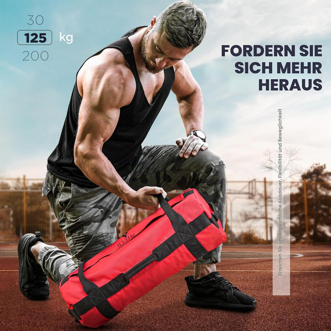 RDX Gewichtete Sporttasche für Krafttraining, Gewichtssack mit 8 Griffe, Gewicht Sandbag ungefüllten