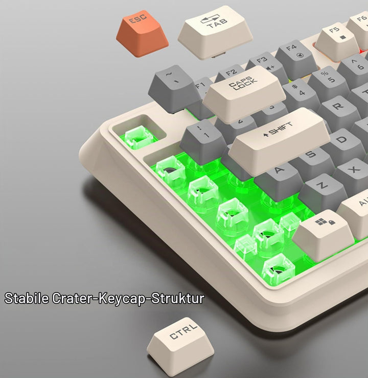Lancoon Verkabelte Mechanische Gaming Tastatur mit 94 Tasten 3 Farbig Gemischte Tastenkappen Kühler