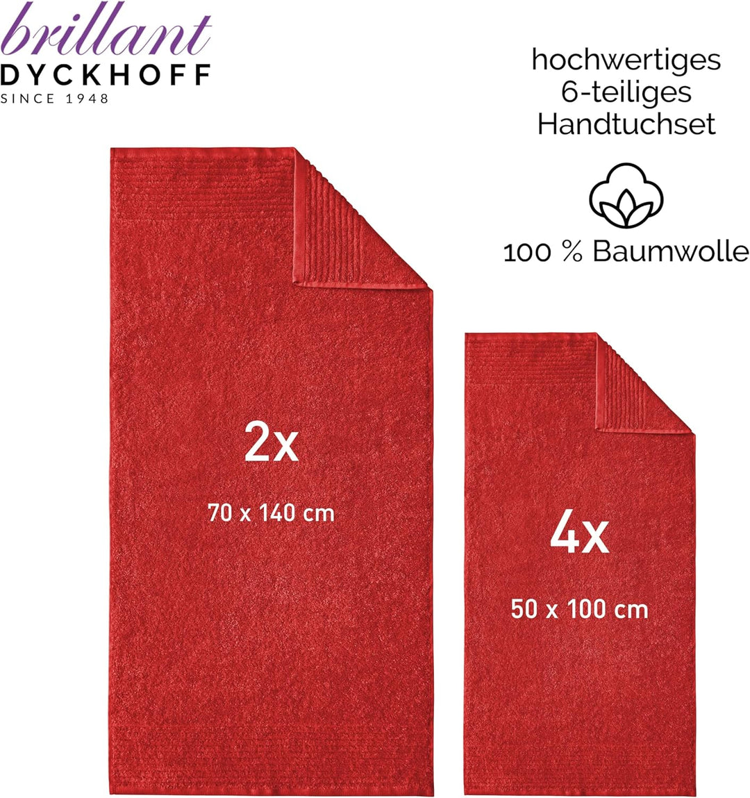 Dyckhoff 0410996505 Handtuchset "Brillant", 2 Badetücher / Duschtücher 70 x 140 cm und 4 Handtücher