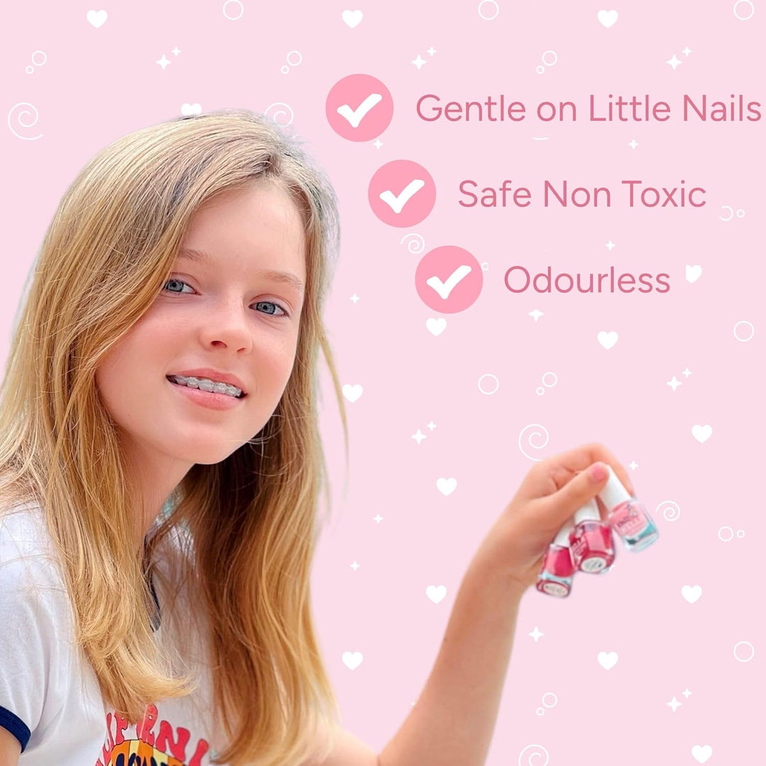 Miss Nella SUMMER SPARKLE - 5er Pack Kinder Nagellack mit Peel-off-Formel auf Wasserbasis Non-Toxic