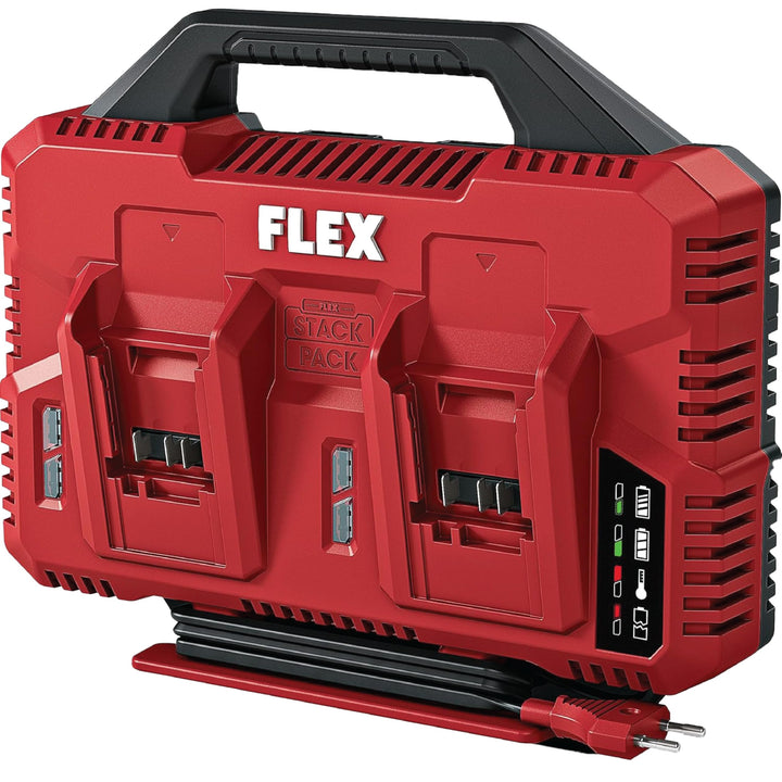 Flex Doppel-Schnellladegerät 12/18 V CA SP 2x12/18 (mit Ladezustandsanzeige, im praktischem Design)